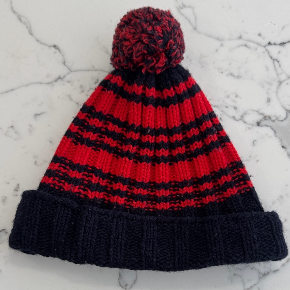 Gucci Kids Red and Black Striped Beanie